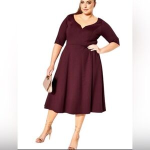 New City Chic "Cute Girl" Purple Fit & Flare Midi Dress S/16